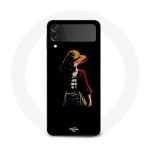 Coque Samsung Galaxy Z Flip4 one piece manga anime luffy fond noir