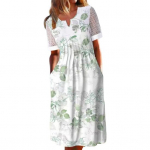 Taskud Suvekleit Khendumisvastane Populaarne lilleline kokteilituunika Pikad t&auml;navar&otilde;ivad S valge