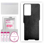 apgo Protective Skin Sticker for the back compatible with Doogee S97 Pro, Wrap Film, Foil, Vinyl - Pattern Black Leather