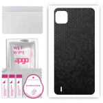 apgo Protective Skin Sticker for the back compatible with Wiko Y82, Wrap Film, Foil, Vinyl - Pattern Black Honeycomb
