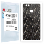 apgo Protective Skin Sticker for the back compatible with Huawei P9, Wrap Film, Foil, Vinyl - Pattern Carbon Black Pixel
