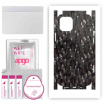 apgo Protective Skin Sticker for the back+sides compatible with Apple iPhone 12, Full Wrap Film, Foil, Vinyl - Pattern Carbon Black Pixel