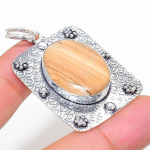 Natural Picture Jasper Gemstone 925 Sterling Silver Gift Pendant 2.05 a1z87