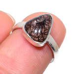 Looduslik Must Rutiil Kivist K&auml;sit&ouml;&ouml; 925 Sterling H&otilde;be Ehted S&otilde;rmus S.6 K1Y56 black