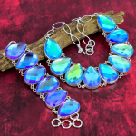 Mystic Topaz h&auml;mmastavad k&auml;sitsi valmistatud ehted, 925 sterlingh&otilde;bedast k&auml;ev&otilde;ru ja kaelakee ehtekomplekt, v&auml;&auml;riskivide reguleeritava ketiga ehted talle Adjustable With 8"-18" valge