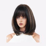 Uus naiste parukas Simulatsiooniparukas Bobo 40cm Juuksed Parukas L&uuml;hike Sirge Parukas T&auml;ispeakate Roosi Juuksev&otilde;rk Peakate Ilukaunistusega Parukas 40cm 15.74 inch kuld/must