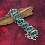 Akvaapatiidi v&auml;&auml;riskivi 925 prooviga h&otilde;be ehted k&auml;ev&otilde;ru ehted, uus v&auml;&auml;riskiviehe k&auml;sitsi valmistatud ehe kingituseks 8 Inches With Adjustable sinine