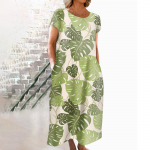 Moodne naiste suvine &uuml;mara kaelusega vabaaja moodne tr&uuml;kitud pullover l&uuml;hikeste varrukatega kleit L sinine