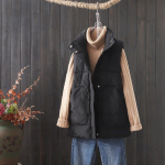 Naiste puuvillane sulejope, igap&auml;evane vabaaja krae tuulekindel soe vest s&uuml;gisel ja talvel M must