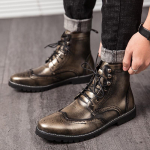 Meeste poolsaapad Brogues Mootorratas vabaaja retro vanaaegsed saapad Meeste tiivaotsaga kleit pidulik nahast smoking pulmasaapad EU:48 h&otilde;be