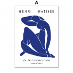 Matisse Blue Abstract Line Naine Leht Seina Kunst L&otilde;uendimaal P&otilde;hjala Plakatid ja Prindid Seinapilt elutoa sisekujunduseks 21x30cm No Framed