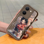 Pehme silikoonist ruudukujulise redeli mustriga telefoni&uuml;mbris, t&auml;ielikult kattev, kaamera p&otilde;rutuskindel kaitse, kummist &uuml;mbris Vivole Vivo Y12 valge