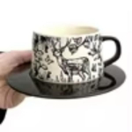 Retro keraamiline kohvitass Kodu jaoks Vintage joogitass K&otilde;rge v&auml;limusega paari t&auml;iustatud hommikus&ouml;&ouml;gitass 201-300ml punane