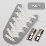 Uued 8 mm laiendatud lipsuta kingapaelad Vajutuslukk Kingapaelad Ilma sidemeteta Elastsed paelad Tossud Lastele T&auml;iskasvanutele m&otilde;eldud lame kingapael - valge