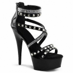 Naiste kingad Neetidega Rhinestone Kotiga Konts Lukuga Kuulus Mudel Sandaalid K&otilde;rge Kontsaga Pits 15cm Konts 5cm Platvorm YKC 34 must