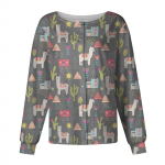 Naiste pikkade varrukatega mustriga tasku t&ouml;&ouml;tav p&uuml;stkrae &Uuml;herealine kaitsekombinesoon kardigan jakk top L sinine