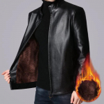 Meeste nahkjakk Winter Plus samet, soe mantel vabaaja puuvillane tuule- ja veekindel parkjakk 4XL must