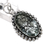 Black Rutile Gemstone Handmade 925 Sterling Silver Jewelry Pendant 2.01 o7i88