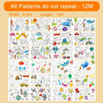 12M laste joonistusrull DIY Graffiti Scroll v&auml;rviline t&auml;itepaber, maalimine, v&auml;rvimispaberirull lastele &otilde;ppem&auml;nguasjadele