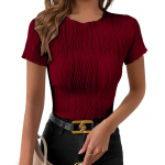 Suvine naiste massiivne &otilde;huke l&uuml;hike t-s&auml;rk &uuml;mmarguse kaelusega l&uuml;hikeste varrukatega Bodycon hingav top vabaaja mood Kerge ja mugav pulloveriga t&ouml;&ouml; T-s&auml;rk S