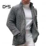 Meeste vintage statiivi krae kampsun jakk vabaaja &uuml;herealine p&uuml;stkrae pikkade varrukatega taskud &otilde;huke kampsun mantel L hall