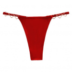 Naiste alusp&uuml;ksid, &uuml;hev&auml;rvilised s&uuml;damega s&otilde;rmus, dekoor, tagumikuga t&otilde;stetud madala v&ouml;&ouml;kohaga &otilde;mblusteta elastsed p&uuml;ksid V&otilde;rgutavad stringid naistele M punane