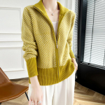 Naiste ka&scaron;miirist kardigan Qinghe ka&scaron;miir 30% ka&scaron;miir 70% vill s&uuml;gis-talvine ka&scaron;miir kardigan paksendatud pehme soe L liha pruuni v&auml;rvi