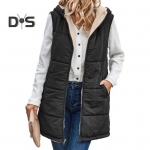 Naiste s&uuml;gistalvine &uuml;mberp&ouml;&ouml;ratav vest mantel kapuutsiga varrukateta fliisvooder jakk &uuml;hev&auml;rviline keskmise pikkusega vest, pikk soe &uuml;ler&otilde;ivas M tumesinine v&auml;rv