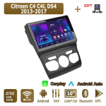 Android Carplay Autoraadio Citroen C4 C4L DS4 2013-2017 jaoks Multimeediam&auml;ngija Peak Unit Stereo GPS-navigatsioon BT WIFI 4+64GB 1+16GB brown