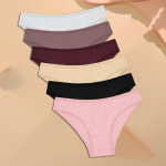 FINETOO 6 TK/KOMPLEKT Naiste Puuvillased P&uuml;ksikud Seksikad Pehmed Triibulised Alusp&uuml;ksid &Uuml;hev&auml;rvilised Bikiinid Naiste Mugav Veniv Pesu M-XL M&6pcs
