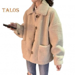 Naiste talvemantel lahtik&auml;iv krae taskutega Paks fliis &uuml;herealine lahtine &uuml;hev&auml;rviline pikkade varrukatega igap&auml;evane v&auml;lisjope M aprikoosi