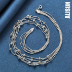 925 h&otilde;bedane mitme ussiga kett, sileda helmega kaelakee Moodsad pulmaehted 45CM