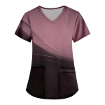 Naiste moeprindiga l&uuml;hikeste varrukatega V-kaelusmustriga topsid Taskuga t&ouml;&ouml; T-s&auml;rgid XXL roheline