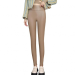 Naiste s&auml;&auml;rised k&otilde;rge v&ouml;&ouml;kohaga Slim Fit puusa t&otilde;stev kunstnahast alaosa L must