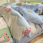 Neljaosaline puhtast puuvillast v&auml;ike v&auml;rske lilleline tekikate &uuml;histoa voodilina Kolmeosaline voodipesu komplekt 2.0m bed