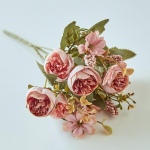 Kunstlill Rouge Roos Helmed Laua V&auml;ikesed Krabid Kunstlilled Fotograafia Rekvisiidid Siidist Lill Teekotid roosa