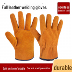 K&otilde;rgtemperatuurikindlad keevituskindad: Pehme veisenahk, kaitsev, p&otilde;letusvastane, soojusisolatsiooniga, kulumiskindlad, paksud kindad keevitajatele.