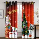 J&otilde;ulukaunistuste kardin 3D multifilm J&otilde;uluvana j&otilde;ulupuu pol&uuml;esterriidest kardin lumememme muster pidulik atmosf&auml;&auml;r W132cm x H160cm&Hook