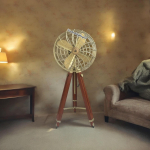 Vanaaegse stiiliga messingist antiikne elektriline p&otilde;randaventilaator, k&auml;sitsi valmistatud retrostiil, reguleeritav 62 puidust statiiv elutuppa, kodukaunistus