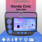 Android Carplay Autoraadio Honda Civic 2000-2006 jaoks Multimeediapleier Pea&uuml;ksus Stereo GPS-navigatsioon BT WIFI 2+32GB 1+16GB