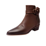 Kingad Naised 2024 Pahkluuni Naiste Saapad Elegantne Moodsad Saapad Naised Applique Terava Ninaga Tagant Lukuga Madala Kontsaga Vabaaja Jalatsid Naised 40 pruun