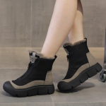 Naiste paksu tallaga talvised puuvillased saapad v&auml;listingimustes, pehmed, soojad, libisemiskindlad l&uuml;hikesed saapad, mustad naiste platvormiga vabaaja sportlikud pahkluupaadid 35 must