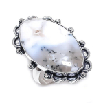Natural Dendrite Opal Gemstone 925 Sterling Silver Jewelry Ring Size 11 l7q29