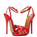 Suvepeo sandaalid 12 cm &otilde;hukeste k&otilde;rgete kontsadega kingad piiluva ninaga pandlaga avatud varbaga pumbad pluss suurus:45 46 47 48 naiste sandaal 46 punane