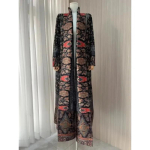 Naiste talvine retro soe mantel pikk etnilises stiilis tr&uuml;kitud jope 3XL black