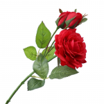 Artificial Rose Silk Red Rose Simulation Rose 1 flower 2 Bud Real Touch Fake Flowers Home Decoration Wedding Bridal DIY Bouquet