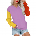 Naiste vabaajamoe &otilde;mblusega v&auml;rviline V-kaelusega pikkade varrukatega dressipluus taskutega kerge pullover L