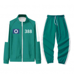 Squid Games II hooaeg Pusa t&otilde;mblukuga p&uuml;stkrae pikkade varrukatega number tr&uuml;kkimine Kontrastv&auml;rviline jope TV tegelane spordir&otilde;ivad elastne v&ouml;&ouml;koht XL N