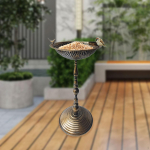 Garden Bird Bath Yard Decor Versatile Ideal Gift Easy to Install Feeder Round Base Design for