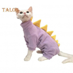 Dinosauruse kassi riided talve Sfinksi kassi pidžaamakost&uuml;&uuml;m Pehmest fliisist soe kassijope siseruumides karvututele kassidele L lilla